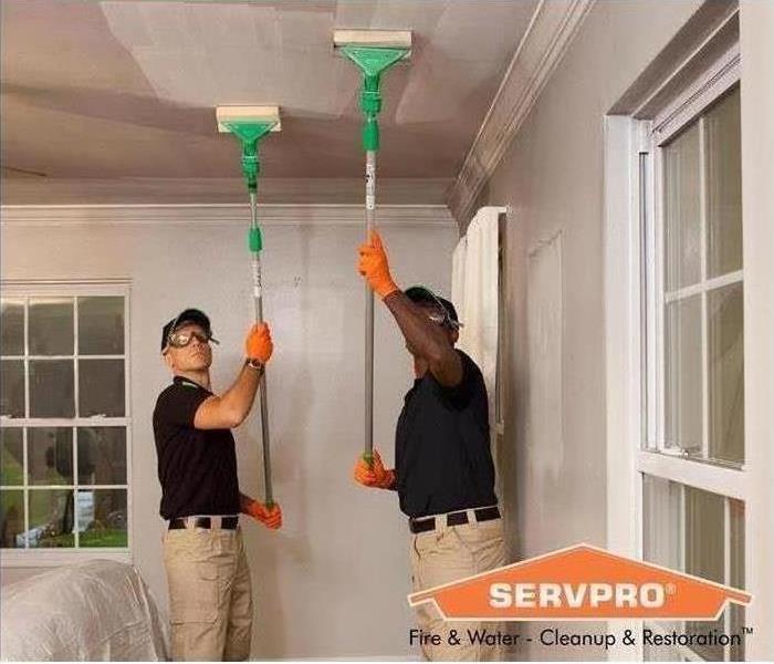workers sponging ceiling